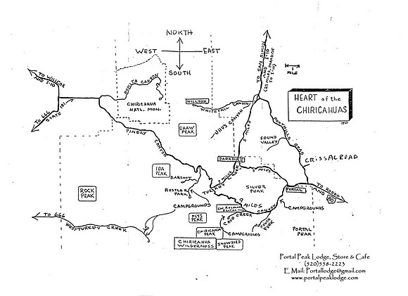 Road-Map-Chiricahua-Mountains-Area